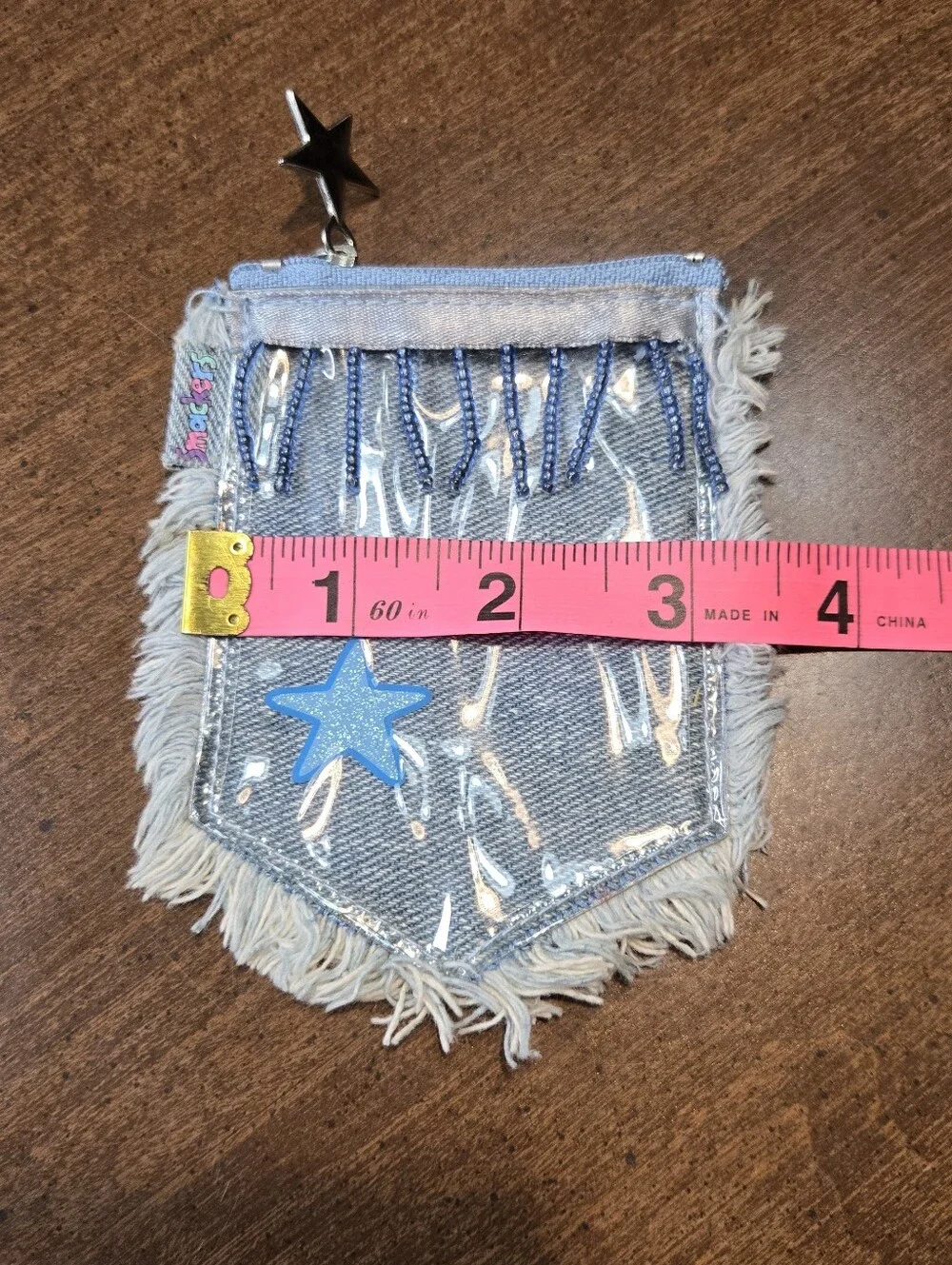 Vintage Y2K 00s Bonne Bell Lip Smacker Empty Balm Bag Dreamy Denim Frayed w/Bead